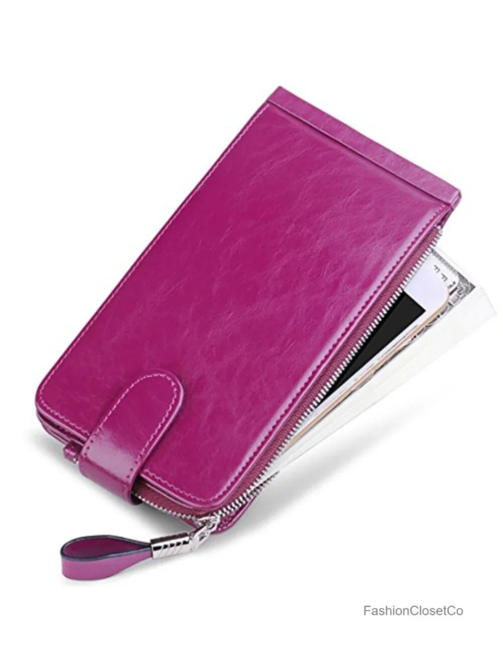Large RFID Bifold Wallet with 25 Card Slots and Zipper Pocket